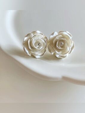 NEW Pearlescent Blossom Rose Studs | S925 Silver